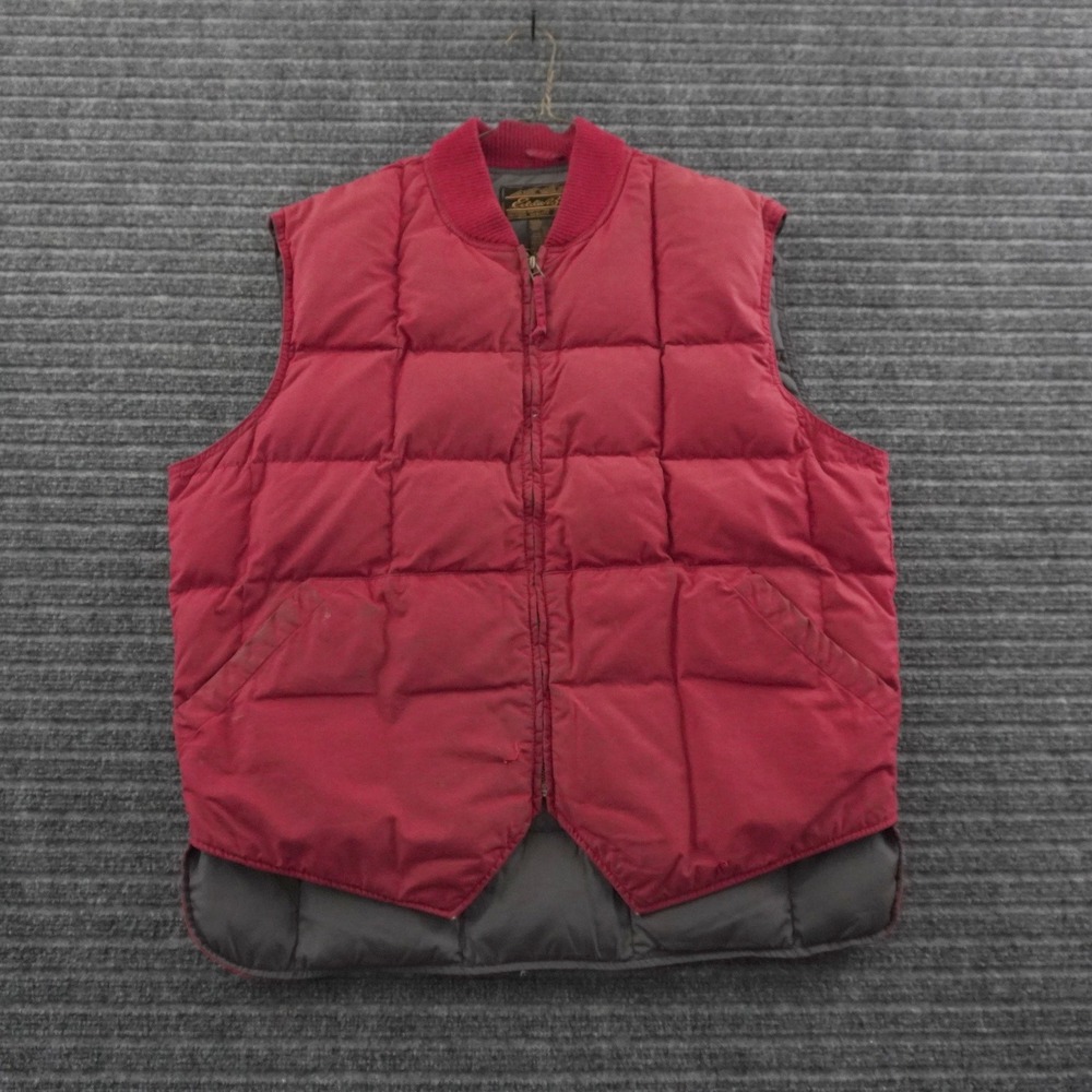 Vintage 80s Eddie Bauer Downlight Vest Mens L Red Puffer Goose Down Quilted
